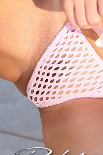 Sexy Rachel Aziani models her pink mesh lingerie-03