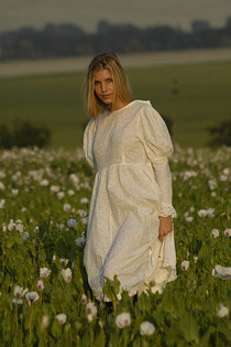 Petite blonde Iveta showing her amazing ass among flower-01